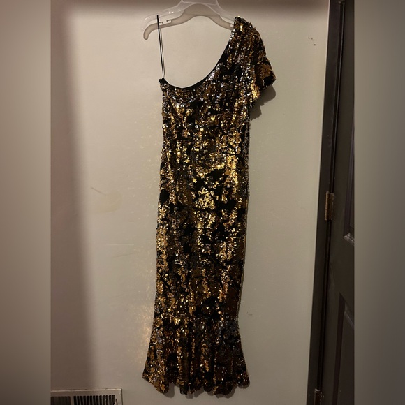 Reversible sequin one shoulder dress - Picture 2 of 3